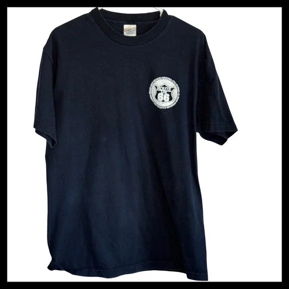 Alstyle Route 66 Graphic T-Shirt Mens Large Black Classic Car Hot Rod Americana - Picture 1 of 5